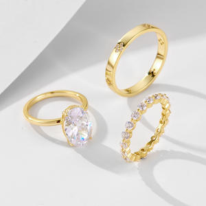 Precio al por Mayor SPJ, Juego de Anillos de Plata de Ley 925, Anillo Completo con Micro-Pavé de Circonia 5A, Banda Minimalista Apilable para <span class=keywords><strong>Mujer</strong></span> - Product Image 5