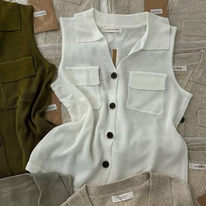 <span class=keywords><strong>Top</strong></span> sin mangas con cuello solapa estilo Old Money, versátil y a la moda para mujer; <span class=keywords><strong>Top</strong></span> elegante y sencillo con dos bolsillos, fino, para el verano 2026 - Product Image 5