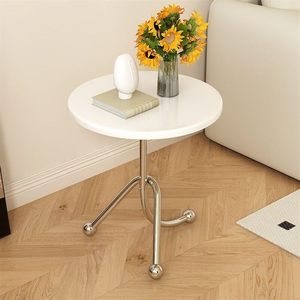 Table basse d'angle moderne minimaliste de style nordique <span class=keywords><strong>en</strong></span> acier inoxydable avec plateau <span class=keywords><strong>en</strong></span> bois de cerisier pour salon, côté canapé, mini table de chevet - Product Image 4