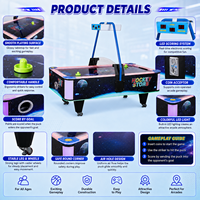 Joy2fun Table de hockey sur air en métal à thème spatial, à monnayeur, avec éclairage LED, machine de jeu d'arcade, anglais/espagnol, pour enfants et adultes