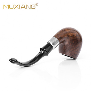 MUXIANG Wooden Smoking Pipe Bent Type 9mm Filter Tobacco Pipe Solid Wood Handmade Pipe - Product Image 3