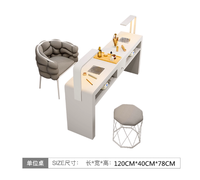 Table de Manucure Double Couche Effet Marbre Blanc, Facile à Nettoyer, Durable, Moderne et Élégante, avec Chaise – Offre Spéciale