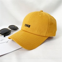 1988 logotipo bordado sombrero amarillo gorra de béisbol de algodón sombrero de papá sombrero elegante Simple para hombres y mujeres