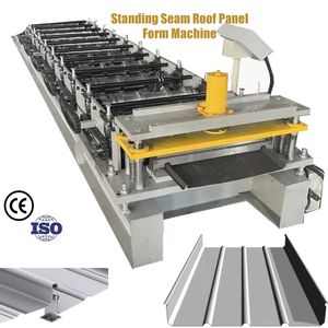 Machine portable de fabrication de panneaux de toit à <span class=keywords><strong>joint</strong></span> <span class=keywords><strong>debout</strong></span> sans soudure Machine de fabrication de rouleaux de parement en <span class=keywords><strong>acier</strong></span> à encliquetage automatique - Product Image 1