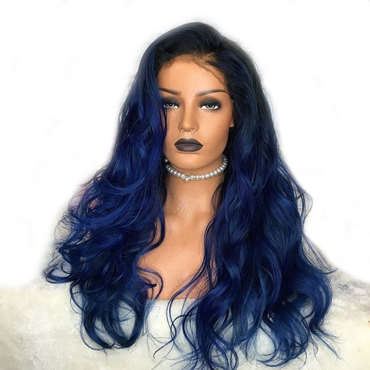 Top Swiss Lace Wig Factory Blue Body Wave Brazilian Virgin Cuticle Aligned Hair Lace Frontal Wigs