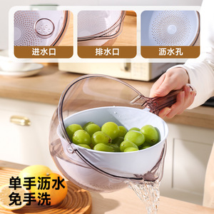 Passoire double couche avec couvercle en PP de qualité alimentaire pour légumes, fruits, riz, avec poignée pour un nettoyage mains libres - Product Image 5
