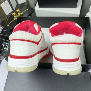 Combinaison de couleurs rouge et blanc, chaussures plateforme luxueuses sur mesure de haute qualité. Chaussures de sport de marque de créateur de mode - Product Image 5