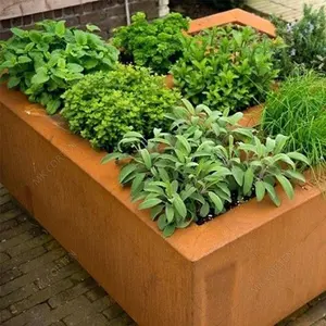 花园景观凸起盒批发生锈处理Corten钢植物苗圃装饰金属模块化花盆盒