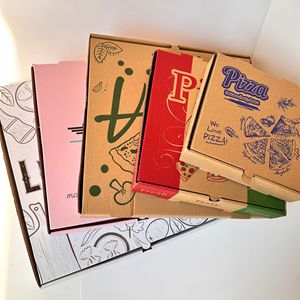 9 inch 12 inch 14 inch tái chế các tông màu trắng Giấy gợn sóng hộp bánh Pizza bán buôn cho nhà hàng giao hàng với logo tùy - Product Image 1