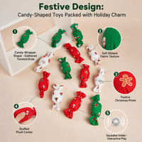 Jouet pour chien et chat en forme de cloche couineuse, en peluche douce, thème Noël, pour chiot et chaton, idéal pour jouer en intérieur, cadeau de Noël pour animaux de compagnie