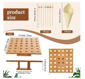 Cônes de nourriture en bois jetables personnalisés de 150 pièces avec 36 trous support de cône de crème glacée en bambou présentoir de cône de nourriture 150 bâton de bambou - Product Image 2
