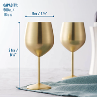 Verre à vin en acier inoxydable doré mat, 17 oz, grande capacité, gobelets à vin incassables, verres à vin rouge dorés pour cadeau de fête