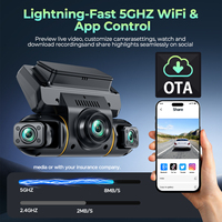 Cámara para Auto LAMTTO con Vista de 360 Grados, 4 Canales, Delantera y Trasera, WiFi 5G, Control por Aplicación, 8 Visores Nocturnos IR