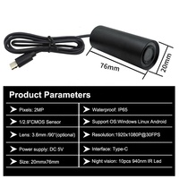 1080P 940nm IR Visión nocturna Mini Bullet Cámara USB a prueba de agua CMOS OTG Tipo-c Cámara de seguridad