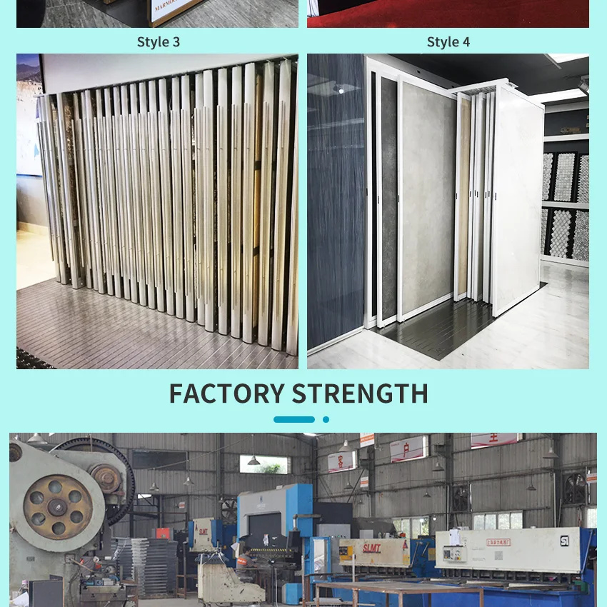 China Factory Horizontal Artificial Tile Sliding Display Stone Metal Stand Granite Marble Wall Displays Metal Rack For Showroom