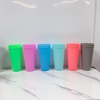 Gobelet réutilisable transparent sans BPA, couleur unie, best-seller 2022, gobelets froids TOGO, logo personnalisé avec pailles et couvercle, couleur unie
