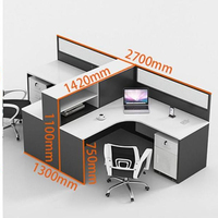 Bureau de travail en MDF en forme de T pour 2 personnes avec cloison acoustique insonorisante