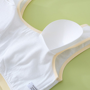 Ensemble soutien-gorge et culotte en coton pur blanc pour adolescentes de <span class=keywords><strong>12</strong></span> <span class=keywords><strong>ans</strong></span>, couleur unie, anti-éblouissement, pour la puberté - Product Image 4
