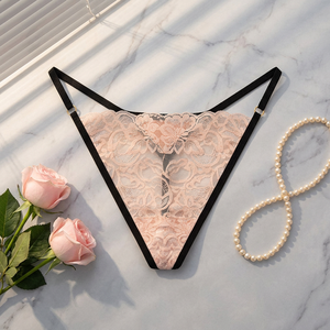 Tanga de Encaje Floral Transparente para Mujer, con Tirantes Finos, Cintura Baja, Ropa Interior Sexy, Venta al Por Mayor - Product Image 2