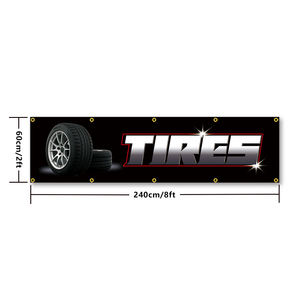 Bendera perbaikan ban 2x8FT, spanduk poliester ban truk bengkel dengan dekorasi luar ruangan toko grommet kuningan - Product Image 6