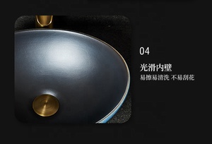 Lavabo de salle de bain en céramique ovale bleu et noir, design contemporain, écologique, à poser sur comptoir - Product Image 5
