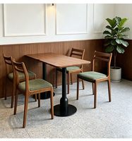 Ensemble table et chaises de salle à manger en bois de style mid-century, chaises rembourrées en tissu pour café et bistrot