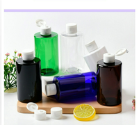 Bouteille en plastique transparente de 250 ml à épaule plate avec bouchon à clapet, flacon de lotion à épaule plate courte, flacon de shampoing doseur