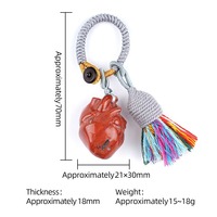 Porte-clés Cœur en Pierres Précieuses Assorties, Breloque Cœur Tressée à la Main, Pendentif Cœur Tendance, Accessoire de Sac et de Voiture, Cadeau pour Elle