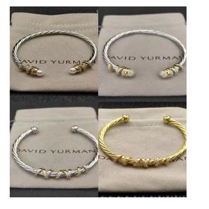 Bracciale David Yarman Bangle Bicolore, Gioiello Raffinato per Donne, Regolabile, Placcato Oro 18K, Argento 925, Design Intrecciato - Product Image 1
