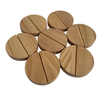 Soporte Redondo de Madera para Tarjetas, Porta Menús de Madera para Exhibición de Números de Mesa en Bodas