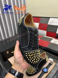 Zapatillas de Marca de Lujo de Calidad al por Mayor para Hombres y Mujeres, Estilo Retro, Zapatos de Cuero Genuino con Cierre de Cordones, Louboutins - Product Image 4