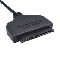 Kabel SATA III 2.5 ''Hard Disk Driver HDD Converter Adapter Hitam Kecepatan Tinggi USB 3.0 Ke 15 + 7 22pin SATA