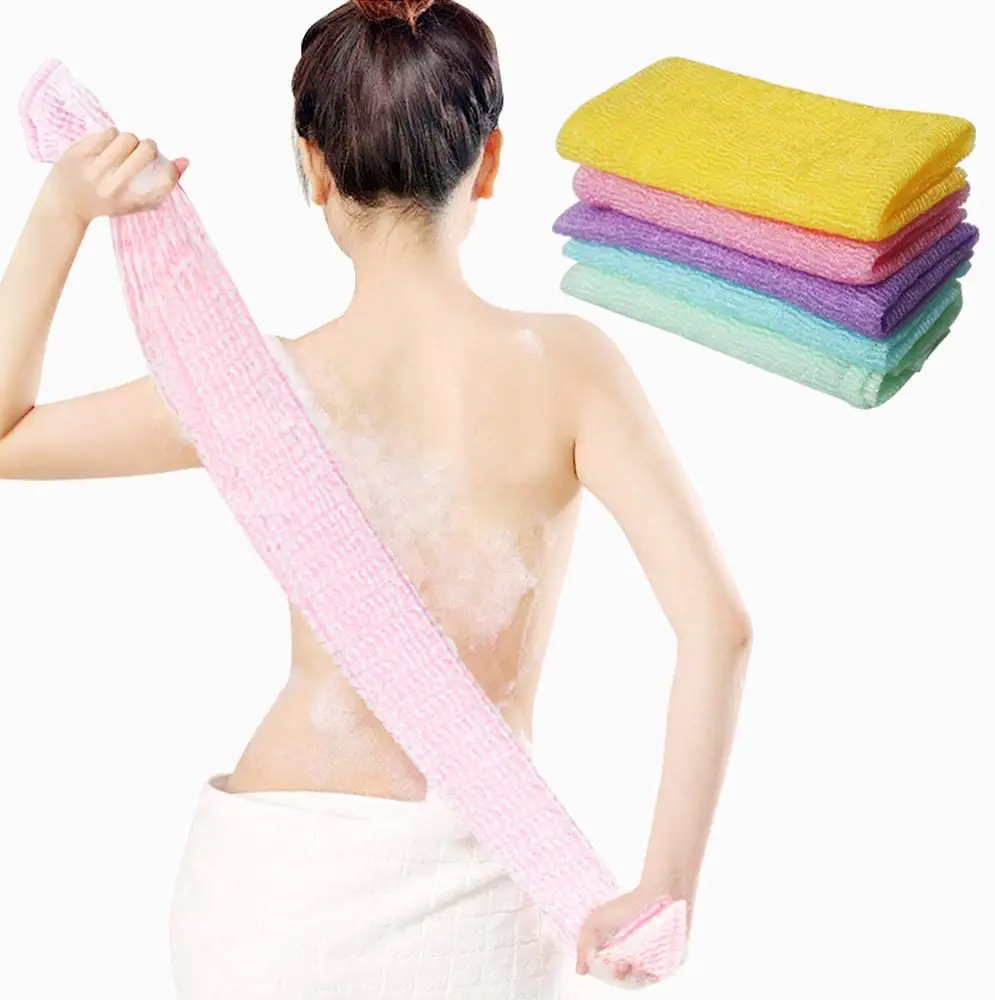 Beauty Skin Bath Wash Towel Long Exfoliating Nylon Bath Cloth Towel, Magic Shower Washcloth for Body, 35 inches