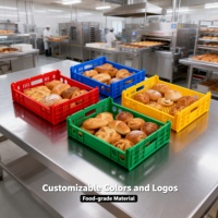 Caisses à pain empilables en plastique recyclable de qualité alimentaire, boîtes et bacs de rangement, couleur et logo personnalisés, écologiques, durables