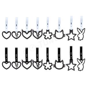 Anneau universel pour voiture Tsurikawa JDM en fibre de carbone, anneau de poignée en plastique, sangle en PVC de haute qualité, forme d'étoile, cœur de démon, anneau de dérive - Product Image 2