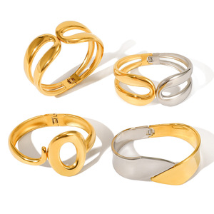 สร้อยข้อมือสปริงทรงเรขาคณิต สแตนเลสสตีล ดีไซน์เปิด สำหรับผู้หญิง - Product Image 5