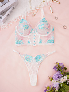 Ensemble deux pièces de lingerie sexy ultra-fine en maille brodée à fleurs pour femme – Nouveauté très prisée - Product Image 2