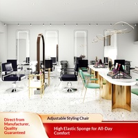 Chaise de salon pivotante hydraulique en acier inoxydable, tabouret de barbier réglable en hauteur, chaise de coiffure pour la coupe, la coloration et le coiffage