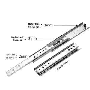 220kg Heavy Duty Locking Full Extension Telescopic Glide Rails Soft Closing Concealed Ball Bearing Drawer Slides