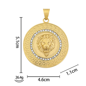 Collier Pendentif Tête de Lion Hip Hop en Acier Inoxydable Étanche avec Zircons Cubiques, Bijoux de Mode pour Hommes et Femmes, Vente en Gros - Product Image 5