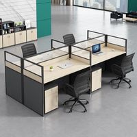Poste de travail commercial avec chaise de bureau, combinaison de bureaux mobiles minimalistes et modernes pour 4/6 personnes, cloison de bureau pour employés, poste informatique