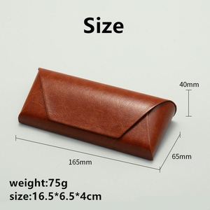 Étui à lunettes rigide rétro en cuir PU noir et marron, anti-compression, avec logo personnalisé, vente en gros - Product Image 6