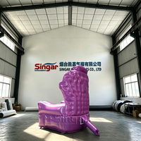 Canapé gonflable géant portable de 2 m, chaise trône de princesse violette pour fête d'anniversaire