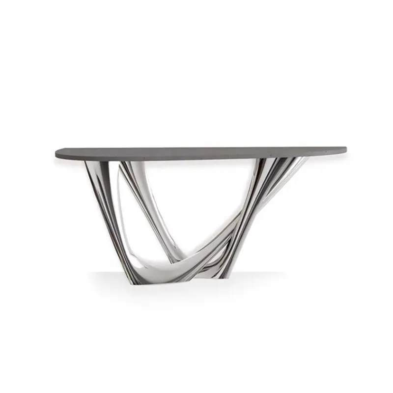 Atacado melhor novo conjunto de mesa de console curva e estreita para casa, mesa de console cromada antiga de luxo e espelho para fazenda