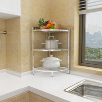 Étagère d'angle de cuisine triangulaire en acier inoxydable 304, support de rangement sur pied non pliable à quatre niveaux, multifonctionnel et créatif