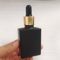 En stock Flacon compte-gouttes en verre rectangulaire noir mat de 1oz 30 ml vide carré de 30 ml flacon compte-gouttes en verre de parfum d'huile essentielle