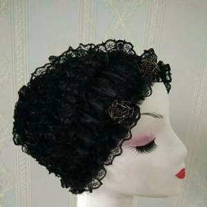 Women's New Fashion Solid Color Pleated Pearl Muslim Headscarf Scarf Pullover Headband <b>Hat</b> Ethnic Style - Product Image 5