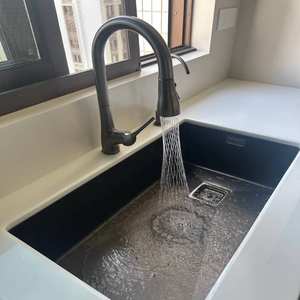 Multi functional stainless steel <b>scratch</b> resistant LED digital display spray waterfall faucet kitchen sink - Product Image 4