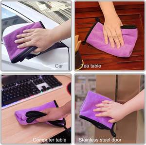 Serviette de cuisine en polaire corail double face, épaisse, absorbante <span class=keywords><strong>et</strong></span> à séchage rapide, en microfibre carrée, pour le nettoyage automobile - Vente en gros usine - Product Image 3