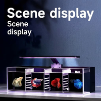 Aquarium de bureau JSD YEE 5 pour Betta, réservoir spécial 19,69 pouces 2,5 gallons, verre ultra transparent, LED WRGB, filtre arrière silencieux